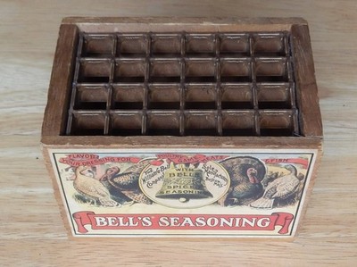 Vintage Bell's Seasoning Wooden Spice Box Made by George Nathan (1964)