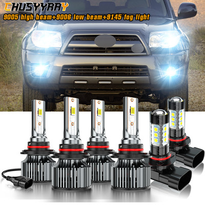 Fit 2003-05 Toyota 4Runner  6X LED Headlight Hi-Lo + fog Light Bulbs