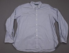 Polo Ralph Lauren Preppy Blue Striped Dress Shirt Cotton 18 -46