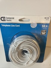 50 Feet Long Telephone Extension Cord Modular Phone Cable Line Wire - White Cord