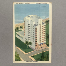St Moritz Hotel Miami Beach Florida FL Art Deco Exterior Posted 1946 Postcard