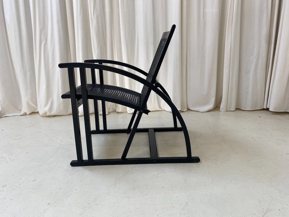 Fauteuil arc Pascal Mourgue ed. Triconfort laqué noir 1980 - Photo 2/4