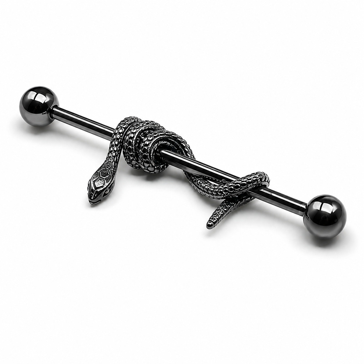 Black Snake Industrial Barbell 14G 38mm Surgical Steel Scaffold Piercing Bar