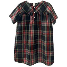 Crewcuts J Crew Holiday Christmas Plaid Girls Nightgown Pajamas Black Ruffle 8