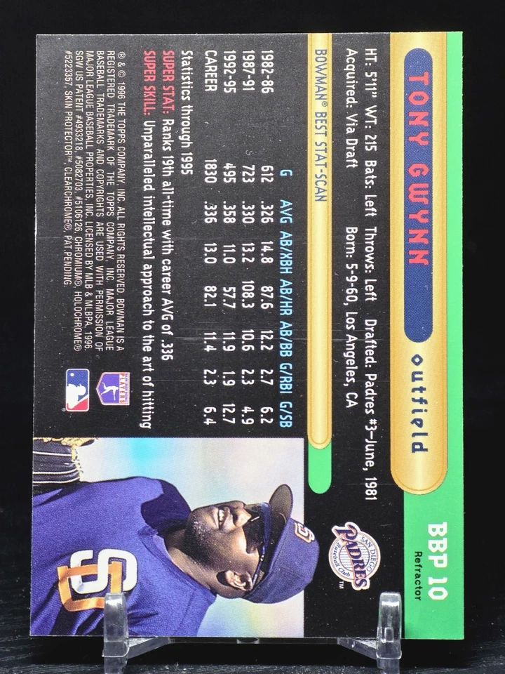 Bowman's Best Tony Gwynn 1998 raro refractor cromado patio SSP Foto 2 de 2