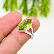 Peridot Gemstone 925 Sterling Silver Ring Handmade Jewelry Ring Gift For Love