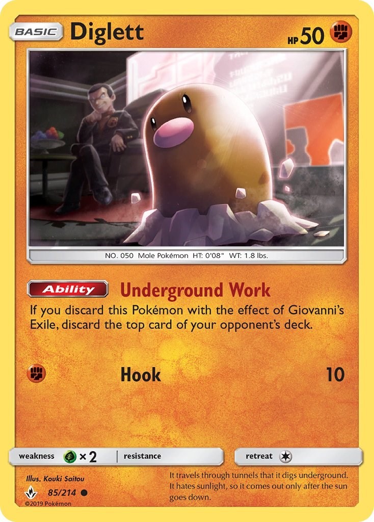 Diglett (85/214) Common NM SM10 SM - Unbroken Bonds Pokemon TCG