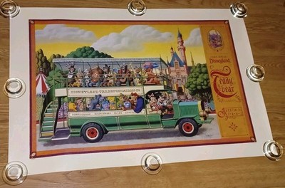 Disneyland/Signed Charles Boyer/ Bears on Bus Poster-1st Teddy Bear Classic 1992