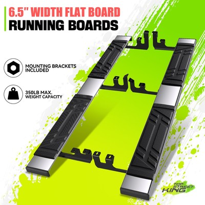 6.5'' Rectangular Flat Polished Step Pad Running Boards for Honda Pilot 16-22