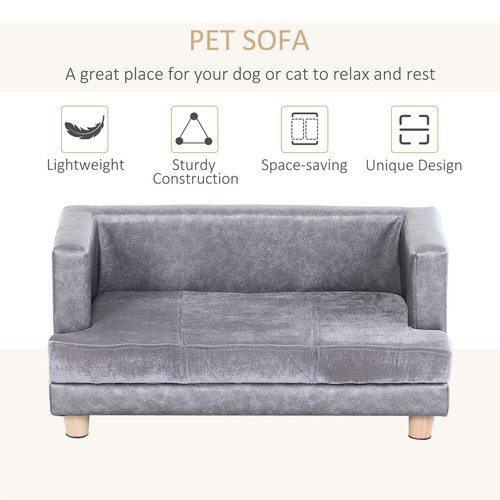 Dog Couch Pet Sofa Bed for Small Dogs Cats with Cushion, Gray - Picture 7 of 11