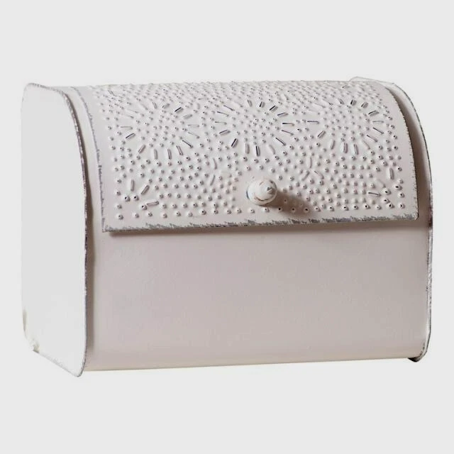 Bread Box in Rustic White metal - 11 inch