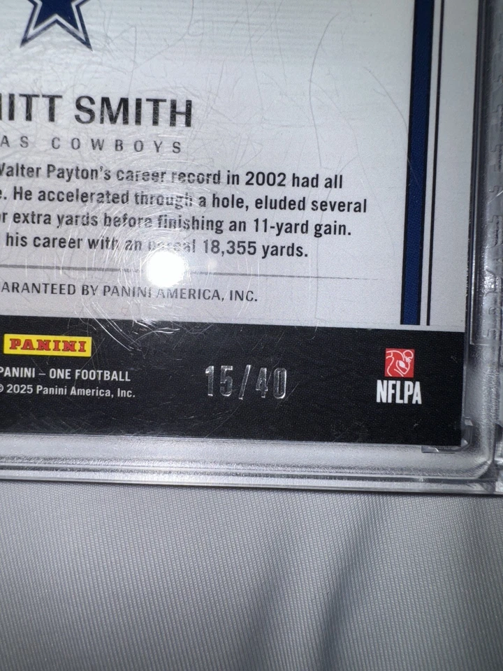 Panini One Moment In Time 2024 verde Emmitt Smith automático SSP/40 vaqueros sellado Foto 3 de 3