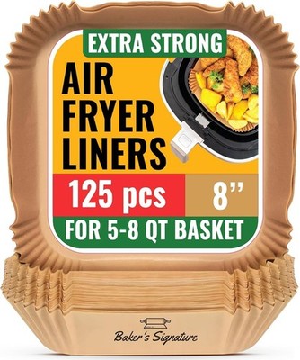Air Fryer Paper Liners 125PCS 8  Square Non Stick Oil Proof Disposable 5-8QT