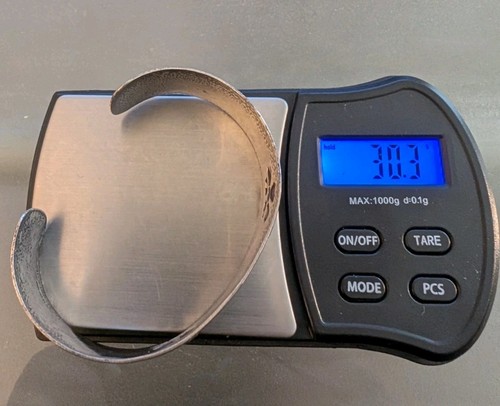 Handgefertigter Armreif gehämmert Blumendesign 925 Sterling Silber breit offen - Bild 9 von 9