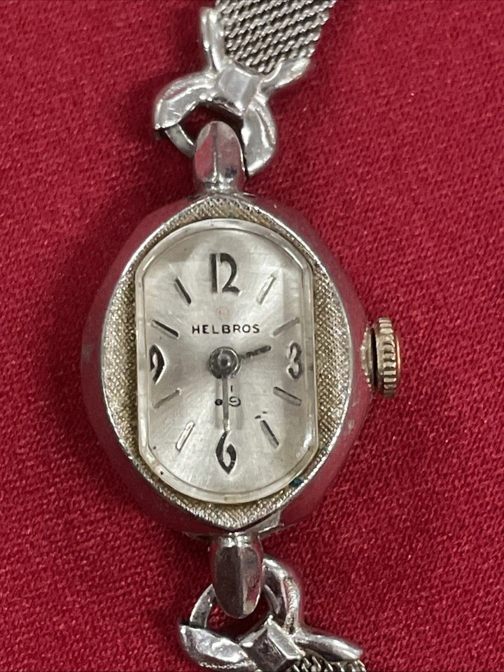 Reloj Helbros Mujer Acero Inoxidable, Correa Speidel Llena de Oro y Cadena de Seguridad Foto 2 de 4