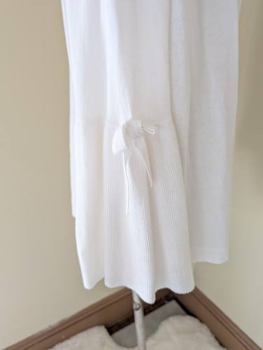 Y2K Knit Cardigan Womens M Open Front With Bell Sleeve & Bow White Cottage Core - Picture 6 of 13