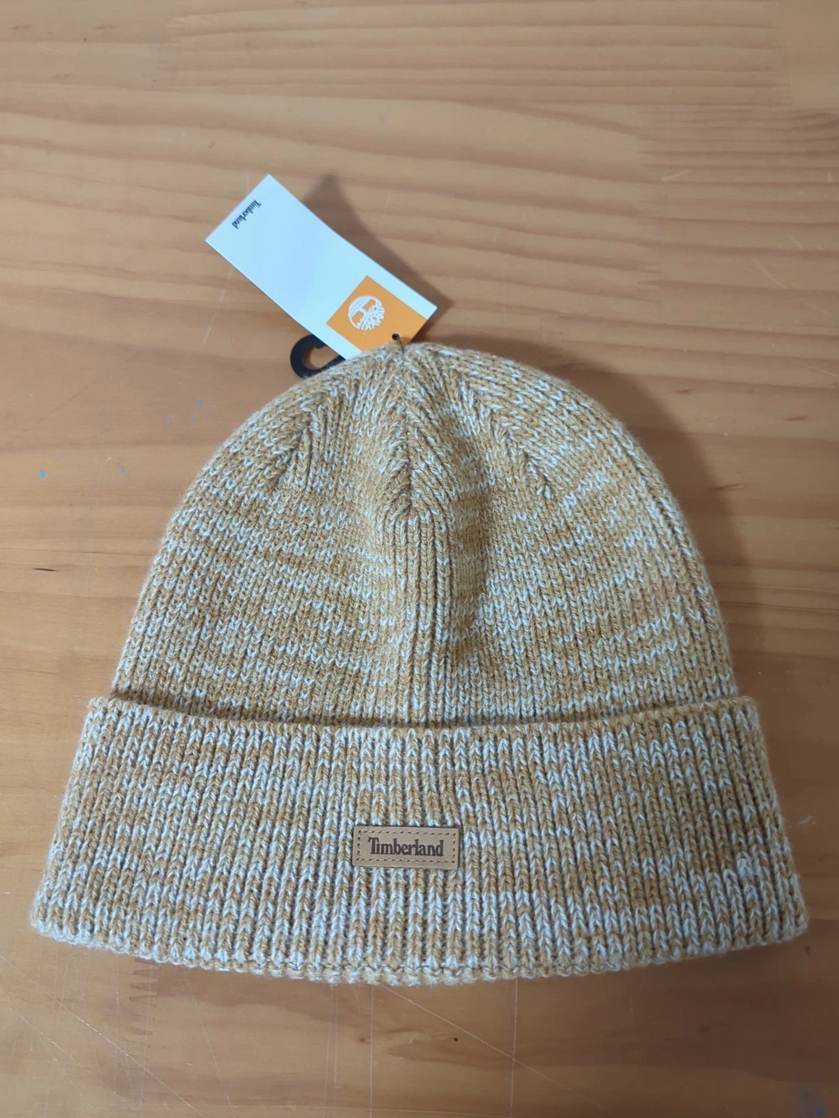 Timberland Winter Cuffed Beanie Hat Cap with Logo Brown NWT