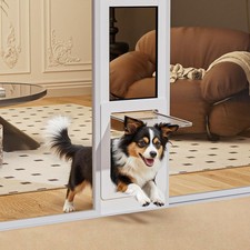 Dog Door for Sliding Glass Door, Magnetic Plastic Flap Sliding Door Pet Insert w