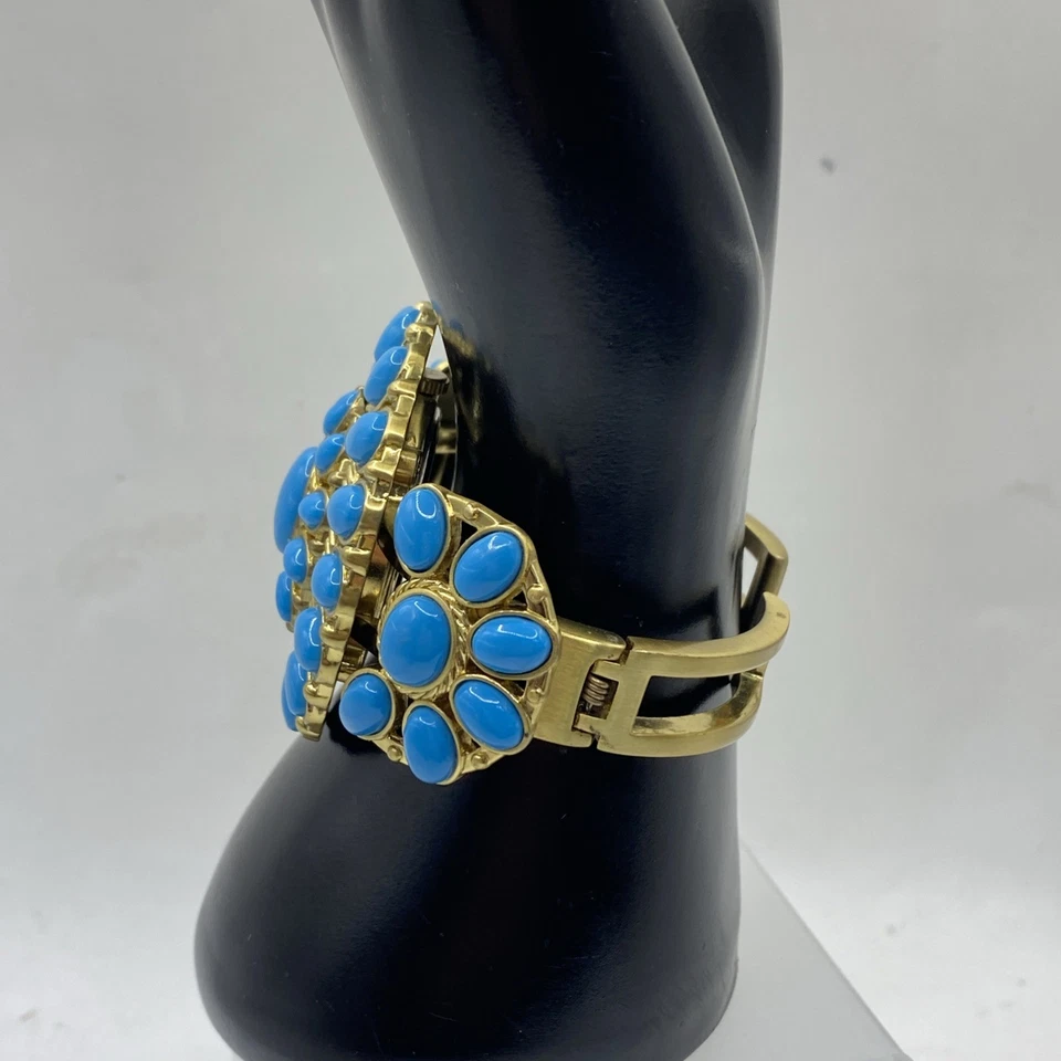 Pulsera Brazalete Rachel Zoe Turquesa Latón con Reloj Oculto Foto 4 de 4