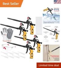 4 Pack Professional Spray Foam Insulation Gun 4 Foam Gun + 16 Nozzle, Teflon-...