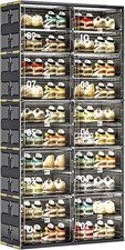 10Tier), Heels etc.. (2Row, Enclosed Shoe Rack for Sneaker, Plastic Shoe Bo