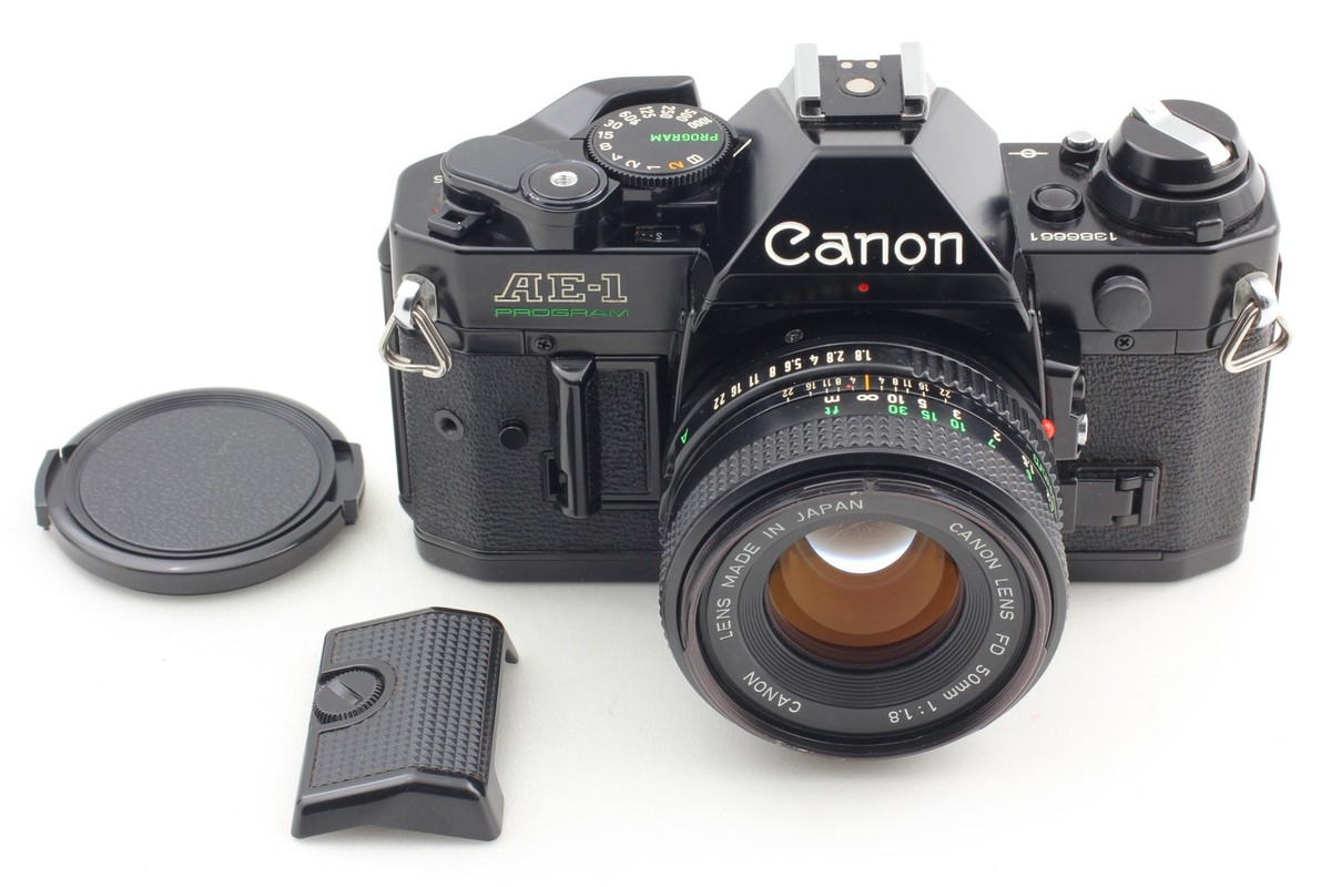 Exc+5* Canon AE-1 Program Black Film Camera w/ NFD 50mm F1.8