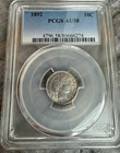1892 Barber Dime PCGS AU58 10c