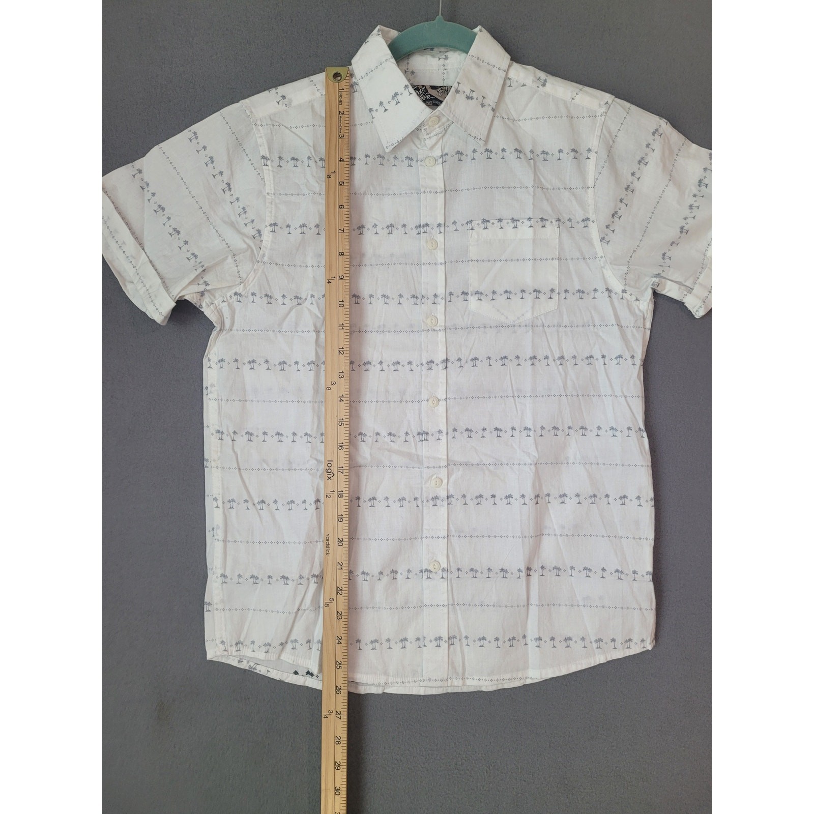 First Wave Shirt Boy 14/16 Short Sleeved Beach Palm Tree Surfer Button Down image 7