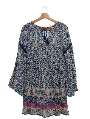 PULL & BEAR Robe d’été Dames Robe T EU 36 bleu-blanc cassé-rouge - Photo 1/4