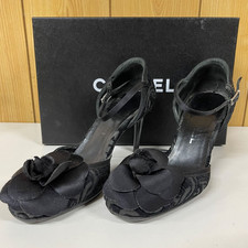 CHANEL Camellia Black Pumps Stiletto Heel Women’s Shoes US 6.5 EU 36.5 w/Box