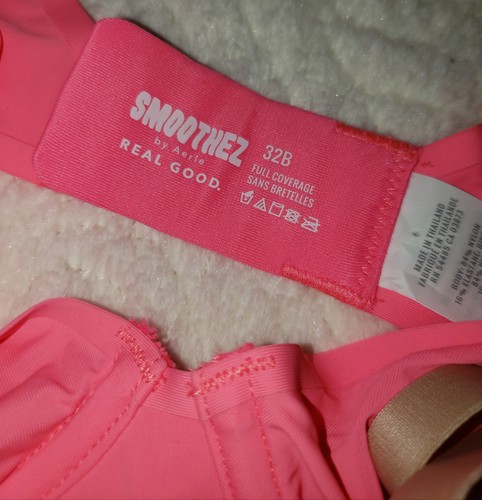 2 NWT Smoothez Aerie Full Coverage Unlined Bras Semi Sheer Mesh 32B Nude Pink - Picture 4 of 10