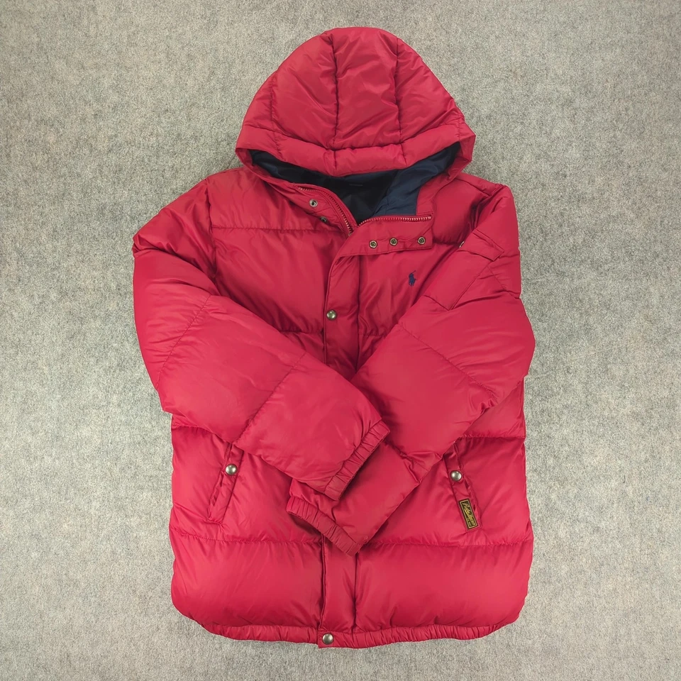 Polo Ralph Lauren Jacket Boys XL 18-20 Red Hooded Down Puffer Winter Pony Logo - Image 2 of 4