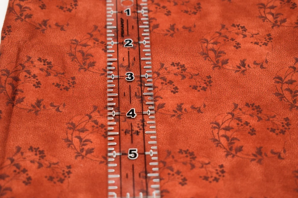 25" x 42" FLORAL TRAILS moda fabric FORGET ME NOT 1850-1890 rust red burgundy - Image 2 of 2