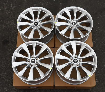 2017-2022 Tesla Model 3 19''x8.5''+40 (5x114.3) Set Silver Stiletto Wheels Rims