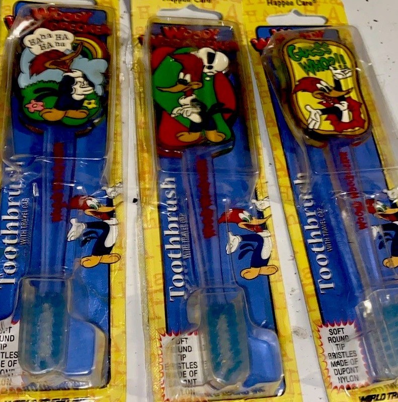 3 WOODY WOODPECKER 6" Toothbrushes Lot (3) NIB - All 3 Different 