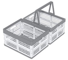 15 L Collapsible Storage Crates Groceries, Plastic Shopping Crate Baskets wit...