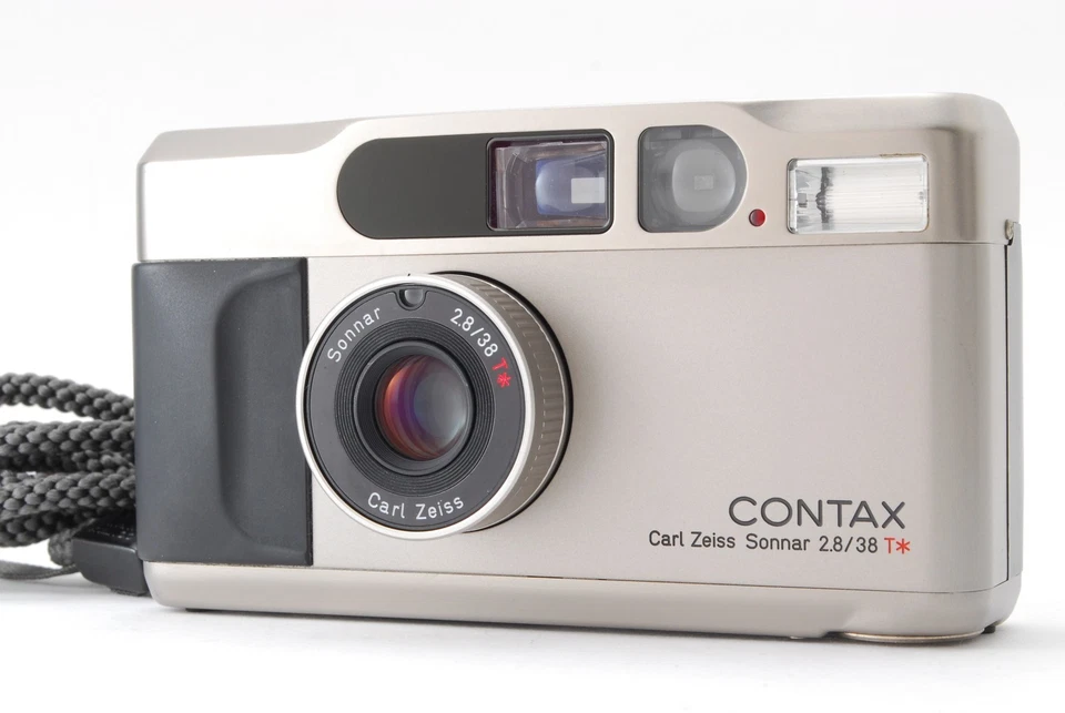 [CASI COMO NUEVO con Estuche] Correa para cámara fotográfica Contax T2 plateada Point & Shoot 35 mm JAPÓN - Imagen 3 de 4