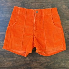 VTG Ocean Pacific OP Mens Orange Corduroy Shorts Elastic Waist 30 32