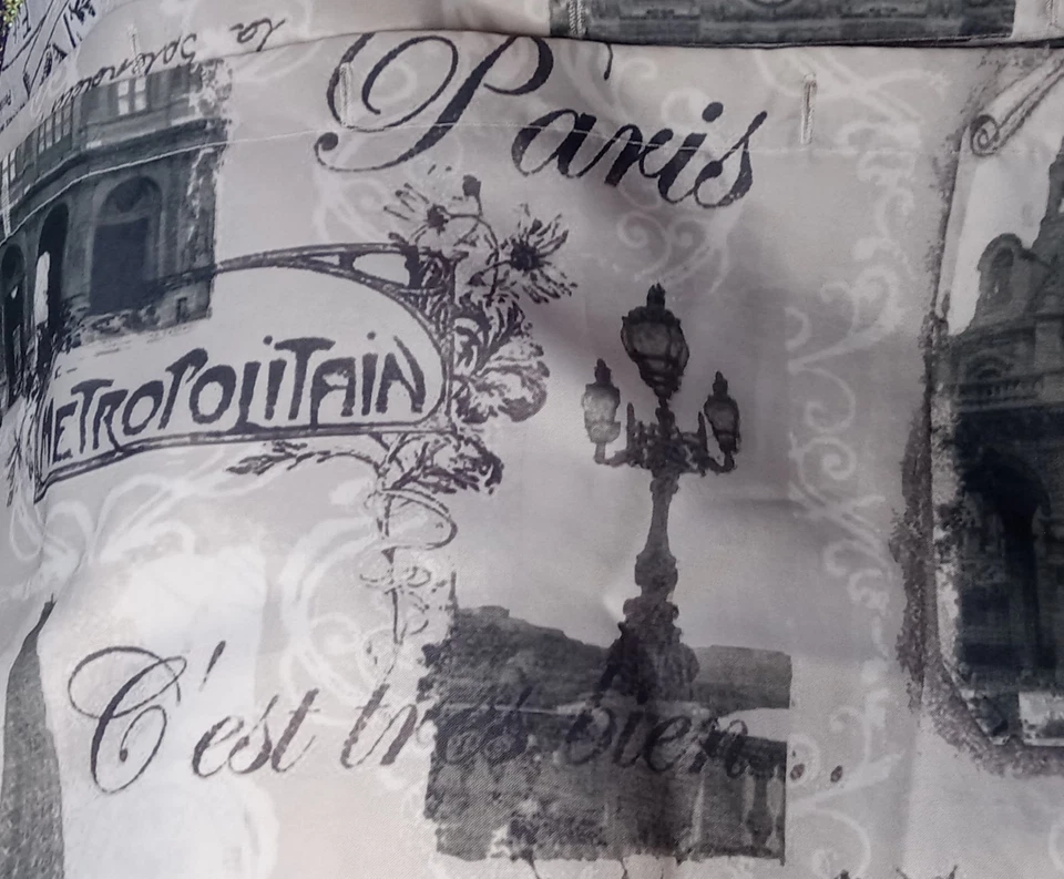ROMANTIC VINTAGE PARIS THEMED BLACK &WHITE BATHROOM SHOWER CURTAIN Excellent  — 第 3/4 张图片
