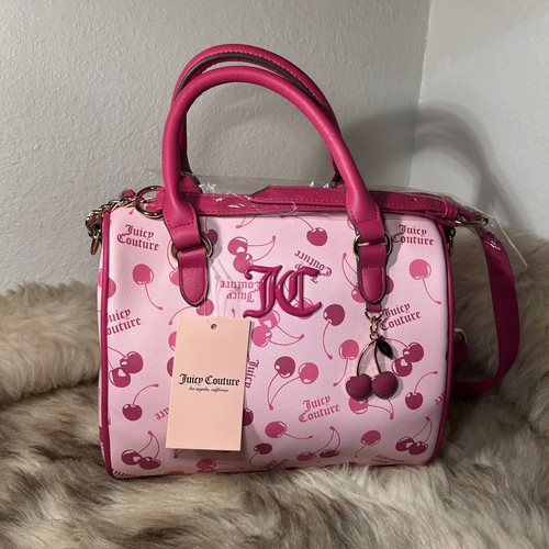 NWT Juicy Couture Cherry On Top Speedy Satchel Crossbody - Lt Pink Multi