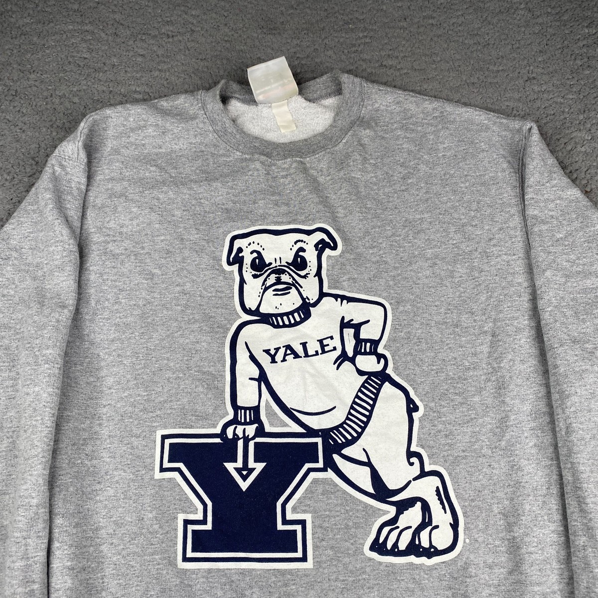 Yale University Sweatshirt Mens Large Gray Fleece Bulldog Pullover