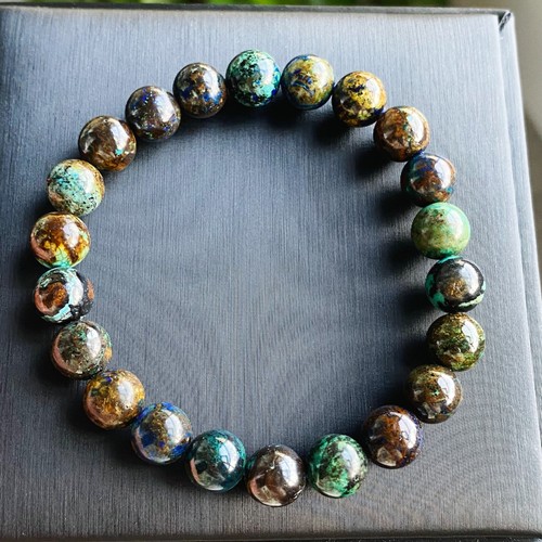 9.2mm Beauty Glittering Color Azurite & Malachite Crystal Beads Bracelet 1818 - Picture 4 of 7