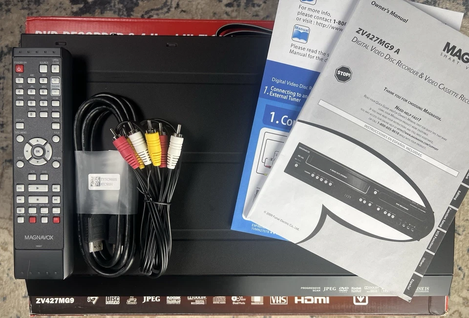 Magnavox ZV427MG9 VCR/DVD Recorder Combo Remote Cables Manual Box Dub VHS to DVD - Image 2 of 4