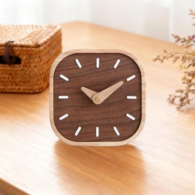 Horloge de table en bois, élégante et silencieuse, idéale pour le bureau, le - Photo 1/4