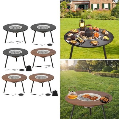 Outdoor BBQ Grill Detachable Windproof with Food Storage Shelf Convenient Stable