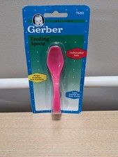 NEW Vintage 1998 Gerber Feeding Spoon Pink Promotes Self-Feeding