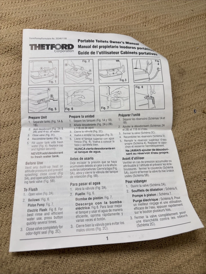 Портативный кемпинговый туалет THETFORD PORTA POTTI 465 4 галлона, прицеп для автофургона - Изображение 3 из 4