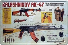 Blechschild Kalashnikov AK-47 Deko Metallschild Schild Gewehr Soldat Militär Ges