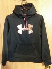Under Armour Hoodie. Semi fitted. Sz Md. Black W/Pink Camo Logo. EUC. Worn Once