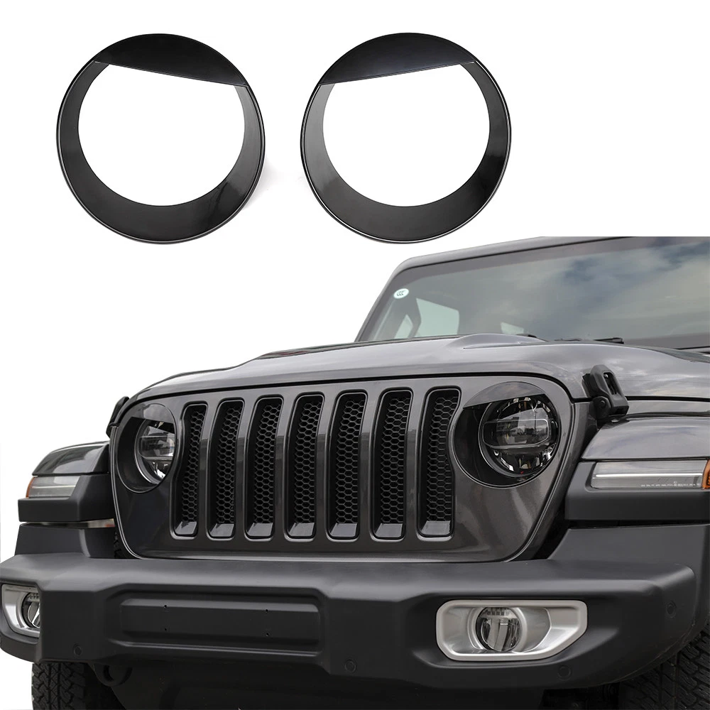 Car Front Headlight Cover Insert Bezels Accessories For Jeep